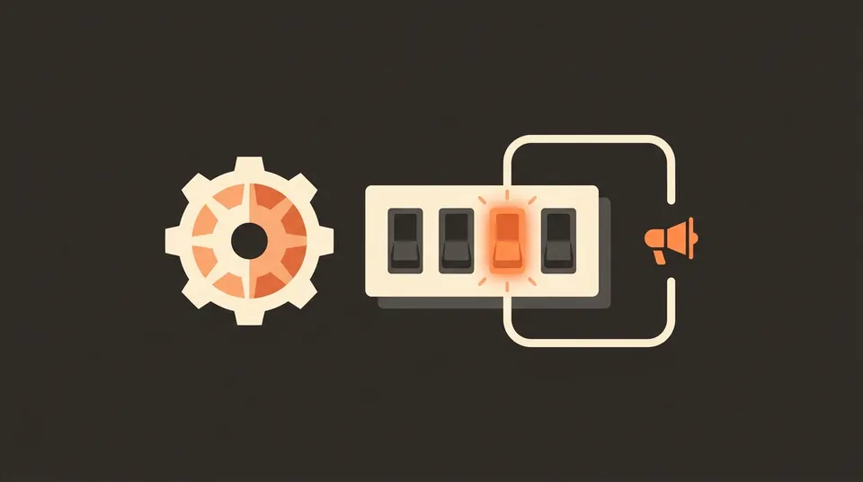 Illustration of a gear and toggle switches, representing custom campaign setup
