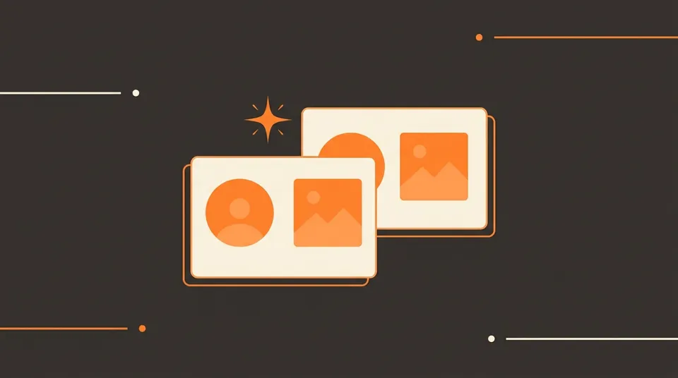 Illustration of overlapping social ad cards, representing scroll-stopping ad creative