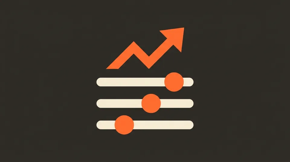 Illustration of adjustment sliders with a rising arrow, representing ongoing optimization