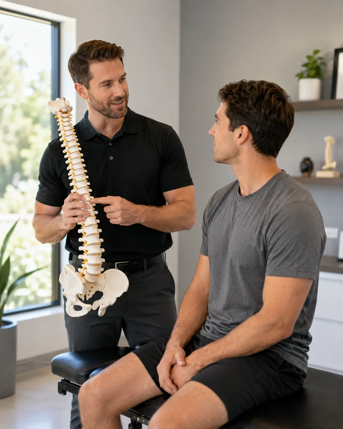 Chiropractor treating a patient in a modern clinic
